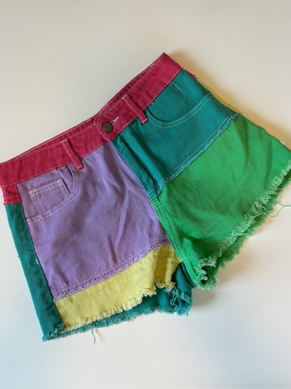Bundle 2/$30! Colorblock Denim Shorts Retro Colorful Cute Twee